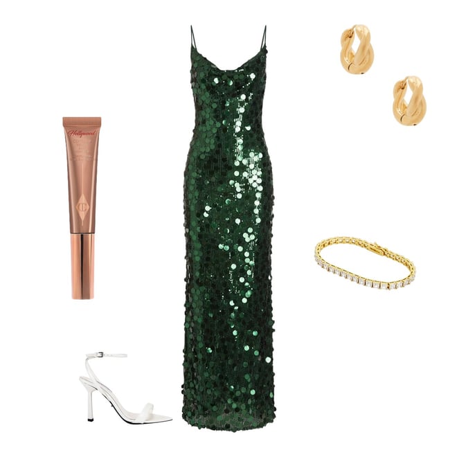 windsor green sequin dress All Night Sparkle Sequin Scroll Lace-Up Dress main image 1