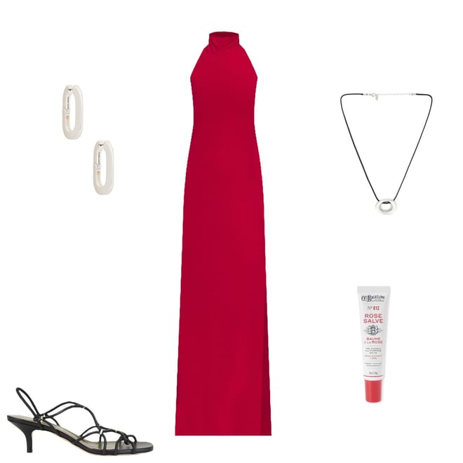 Halter Turtleneck Side Slit Gown