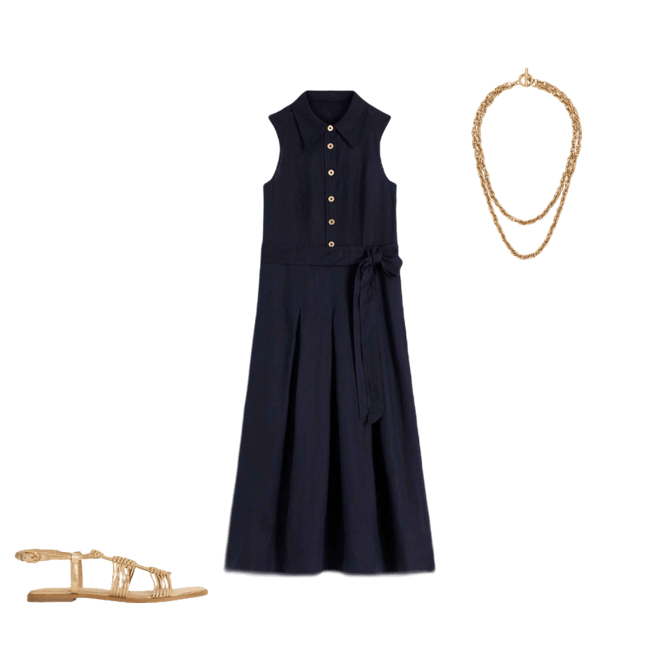 Belinda Linen Shirt Dress-Navy | Boden USA
