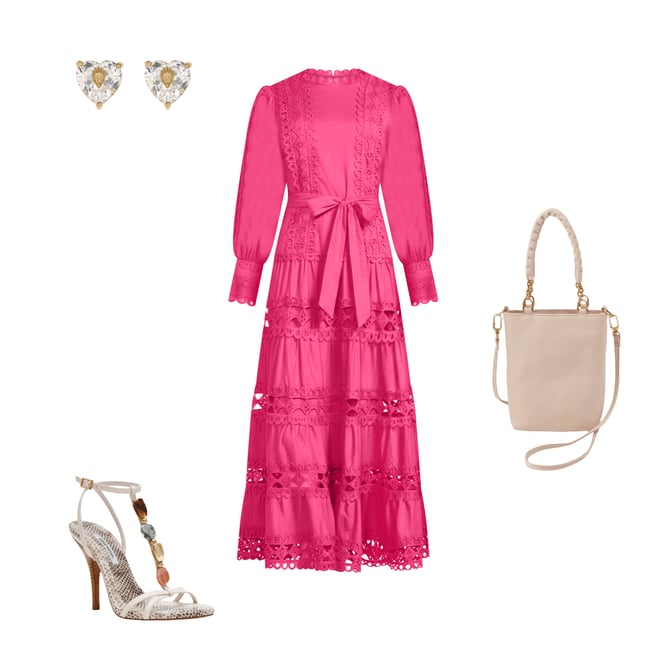 Layered With Love Woven Cotton Crew Neck Blouson Sleeves Belted Crochet  Trim A-Line Maxi Dress | Dillard's