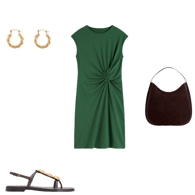 h&m green bodycon dress The Linen Shirtdress in Beetle Green main image 1