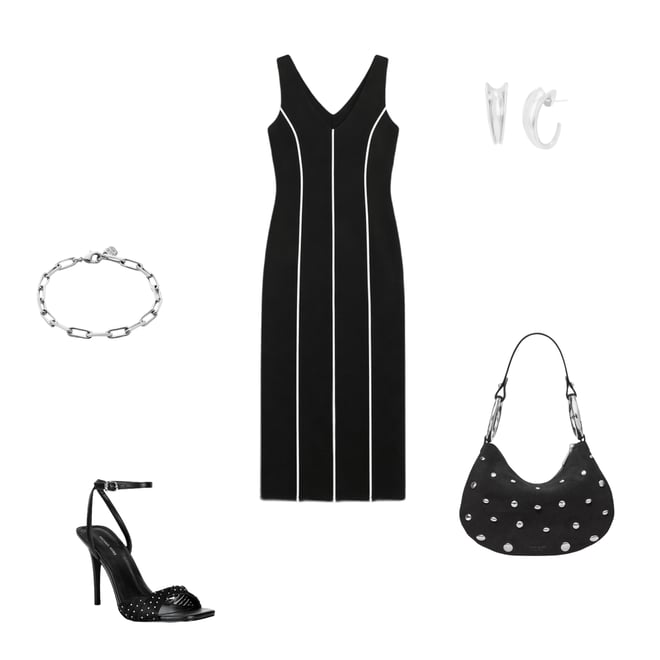 Donna Morgan Scuba Crepe V-Neck Sleeveless Contrast Piping Midi Dress |  Dillard's