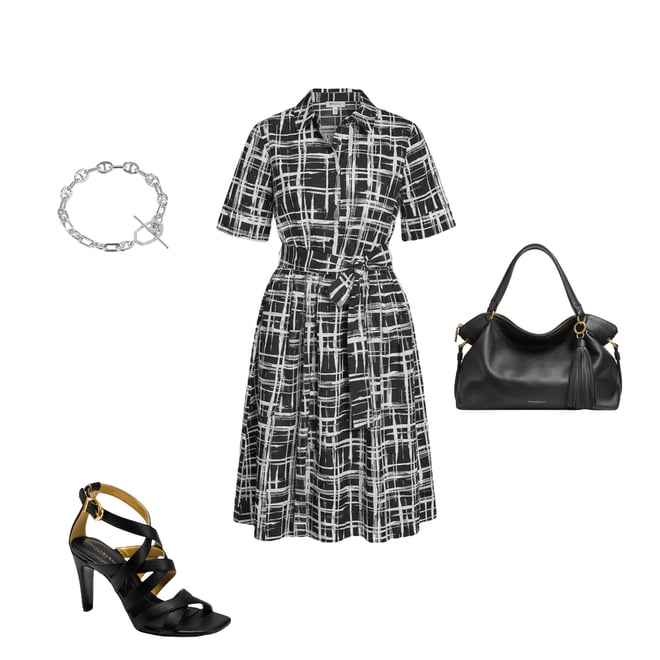 DKNY by Donna Karan Printed Cotton Poplin Elbow Sleeve Belted Shirt Dress |  Dillard's