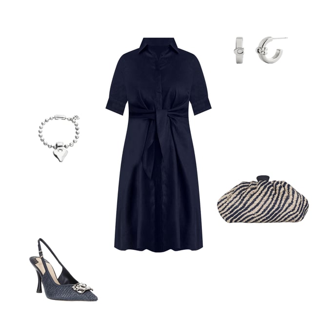 Lauren Ralph Lauren Linen Point Collar Elbow Sleeve Button Front Self Tie  Fit-And-Flare Shirt Midi Dress