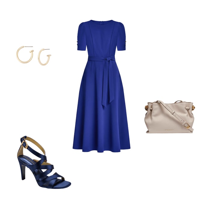 blue dkny dress Smocked Waist Commuter Dress | Work