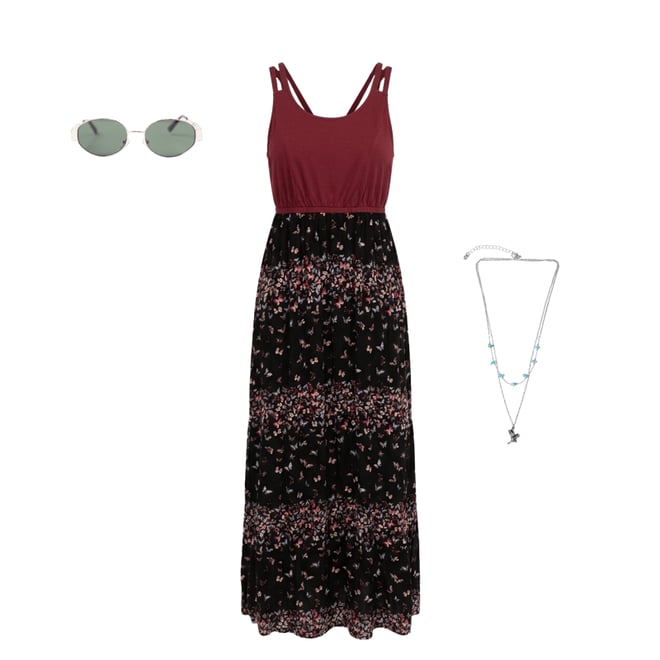 Women's Colour Block Maxi Dress Warehouse One