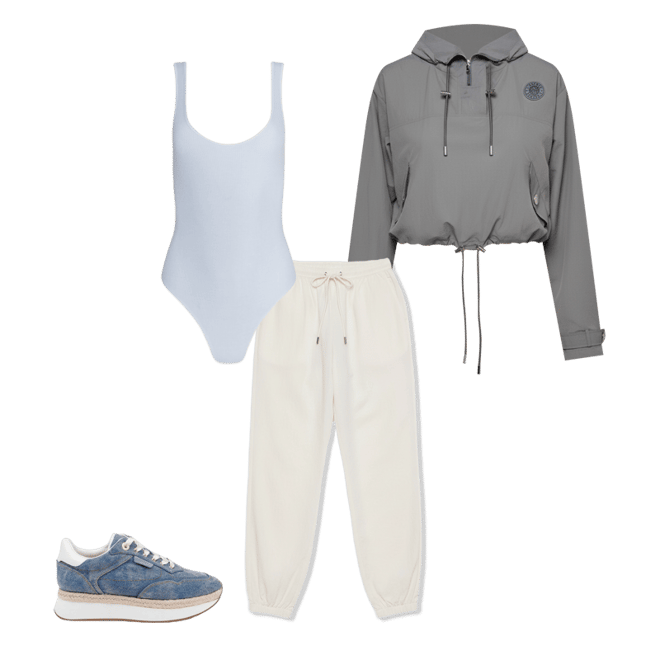 Bronwyn Cropped Windbreaker in Medium Grey | L'AGENCE