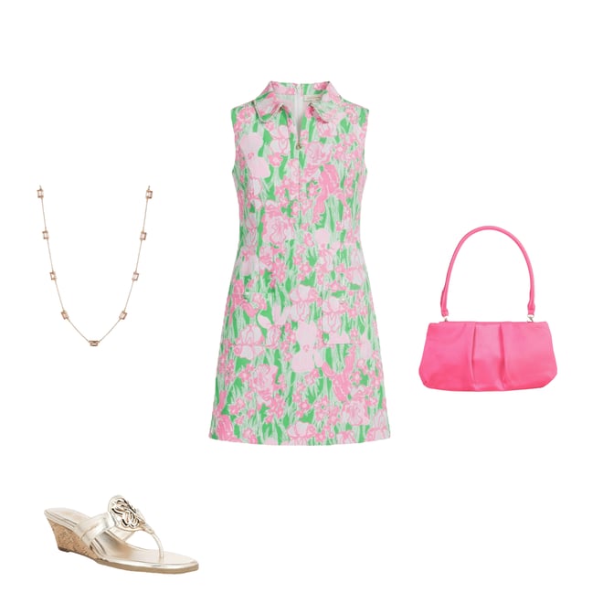 Lilly Pulitzer Kathy Performance Twill Point Collar Sleeveless Pearl Dress  | Dillard's