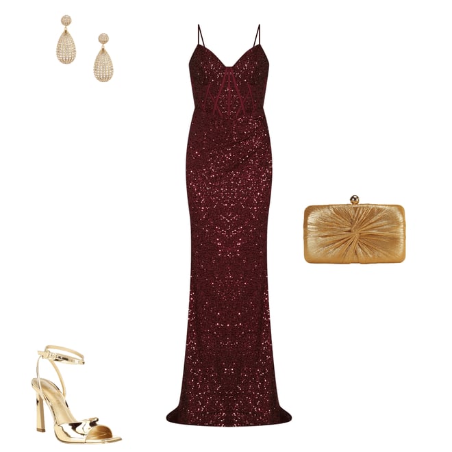 B. Darlin Sequin Sweetheart Neck Front Slit Long Dress | Dillard's