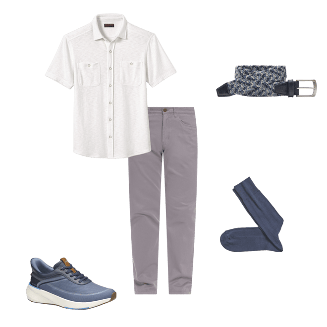 Men's Five-Pocket Pants in Light Gray | Johnston & Murphy