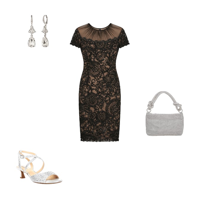 Tadashi Shoji Embroidered Chiffon Lace Crew Neck Short Sleeve Sheath Dress  | Dillard's