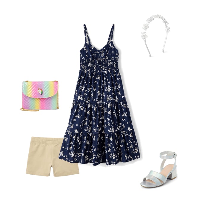 Girls Sleeveless Print Smocked Maxi Tiered Dress - BLUE | The Children's  Place