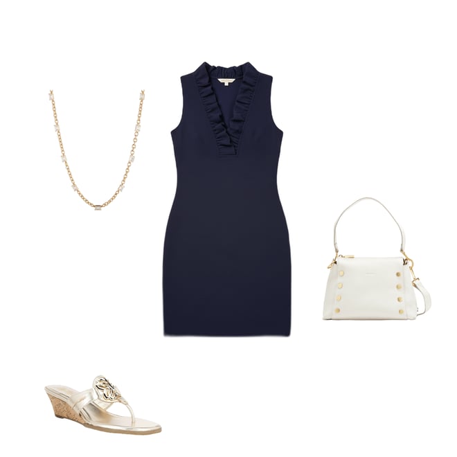 slim fit dress slacks Lilly Pulitzer Jane Navy Shift Dress main image 1