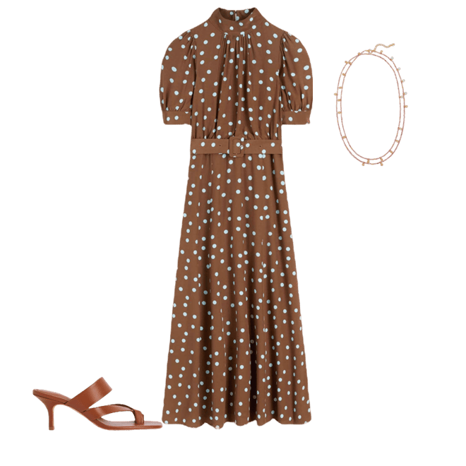 brown v neck mini dress Brown Polka Dot Wrap Frill Dress – AX Paris main image 1