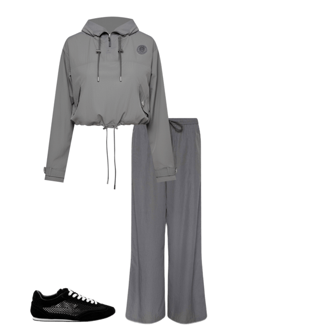 Bronwyn Cropped Windbreaker in Medium Grey | L'AGENCE