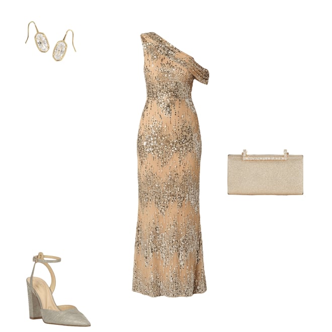 Adrianna Evening by Adrianna Papell Stretch Sequin Long One Shoulder Dress  | Dillard's