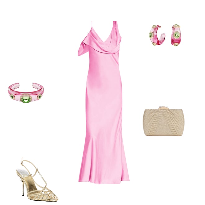 Gianni Bini Maeve Satin Asymmetrical Neck A-Line Dress | Dillard's