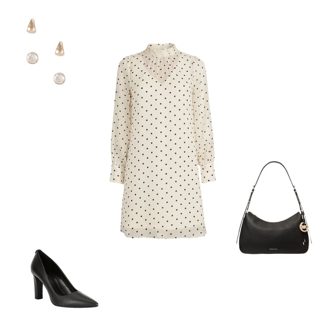 BCBG Organza Mock Neck Long Illusion Sleeve Dotted Shift Dress | Dillard's
