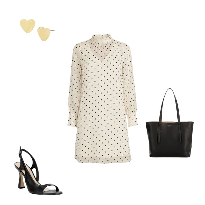BCBG Organza Mock Neck Long Illusion Sleeve Dotted Shift Dress | Dillard's