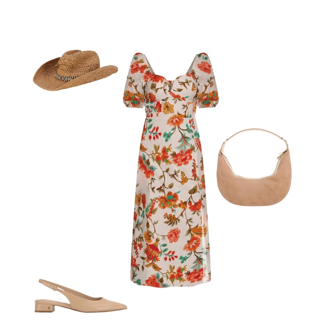 navy blue dress for baby girl Vince Camuto Square Neck A Line Puff Sleeve Floral Print Midi Dress