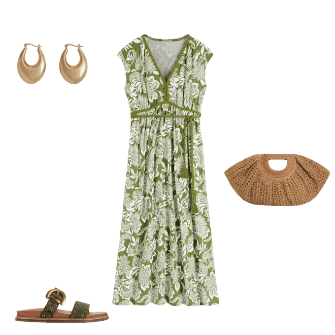 Heidi Ruched Rope Jersey Dress-Olive, Elegant Blossom | Boden USA