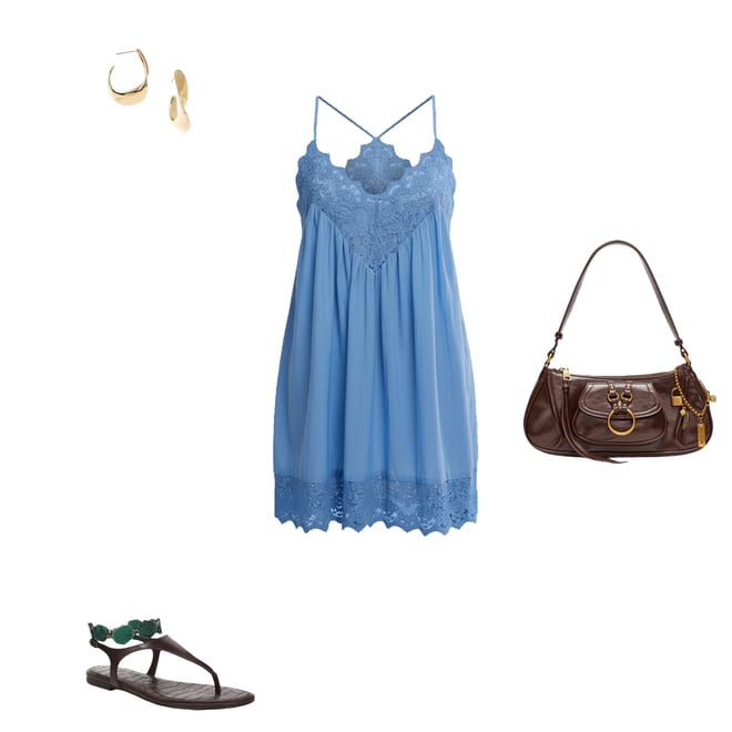 Free People Fiona Scalloped Lace Trim V-Neck Sleeveless Mini Slip Dress