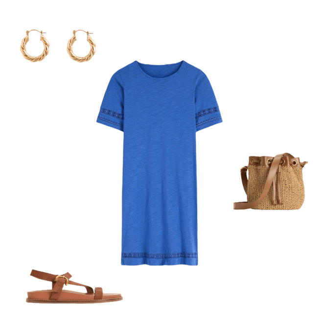 Hattie Jersey T-shirt Dress-Denim Blue | Boden UK