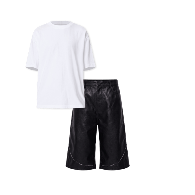 Ultra Baggy Studded Leather Shorts - Black | mnml | shop now