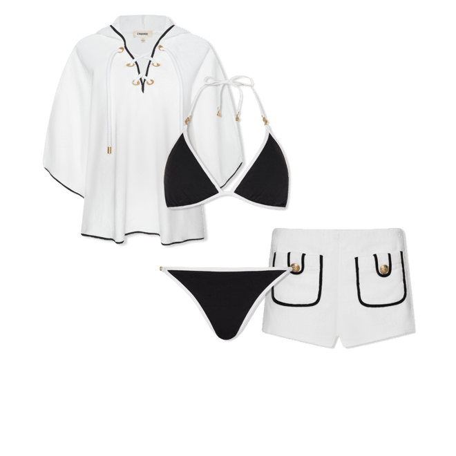 Annabelle Bikini Top in Black/White Trim | L'AGENCE