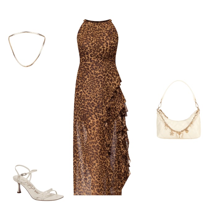 Betsy & Adam Plus Size Halter Neck Leopard Print Maxi Dress | Dillard's