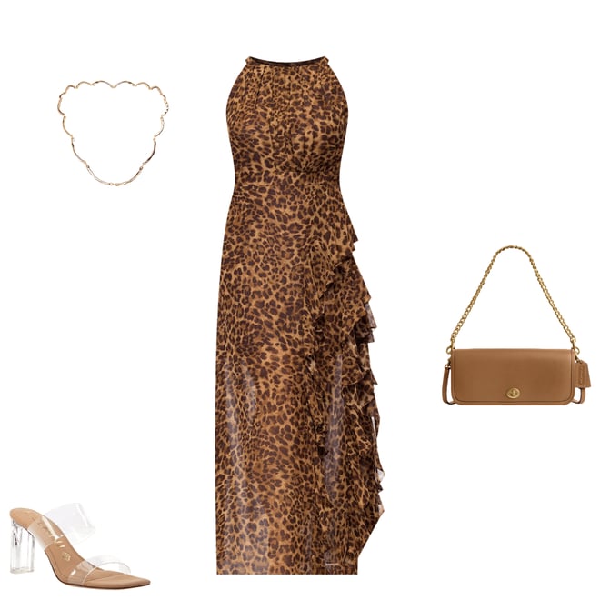 Betsy & Adam Plus Size Halter Neck Leopard Print Maxi Dress | Dillard's