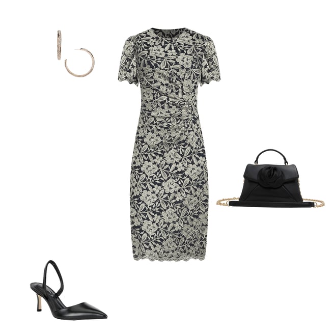 Jessica Howard Short Sleeve Crew Neck Floral Lace Sheath Dress