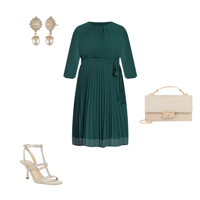 Jessica Howard Petite Size Chiffon Round Neck 3/4 Balloon Sleeve Pleated  Midi Dress | Dillard's