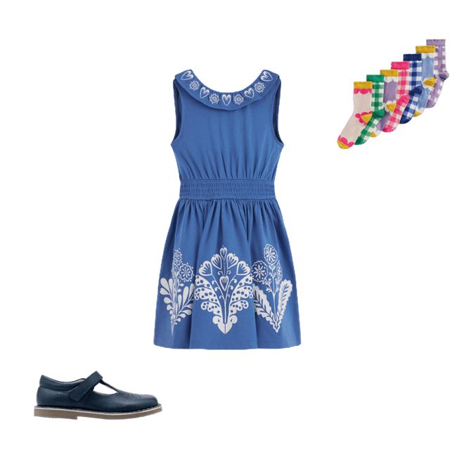 Embroidered V-back dress-Bright Blue Embroidery | Boden USA
