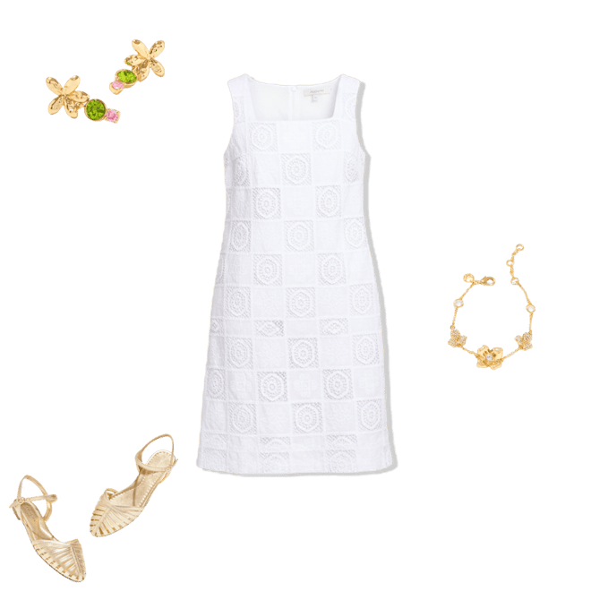 Patchwork Eyelet Shift Dress | Talbots