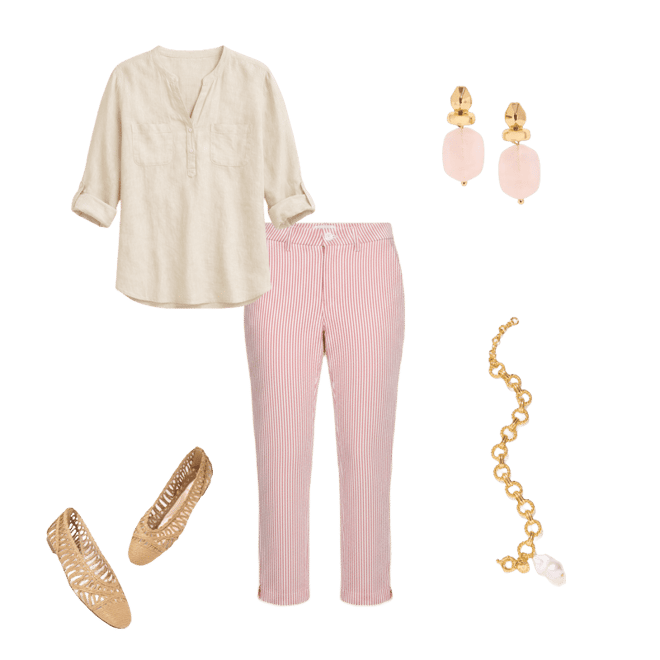 Seersucker Perfect Crop - Ocean Stripe | Talbots