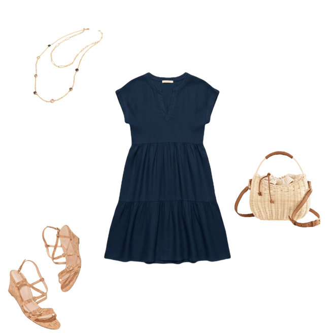 Linen Tiered Swing Dress | Talbots