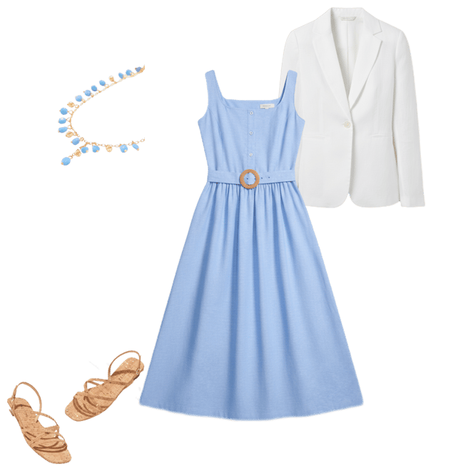 Sleeveless Linen Blend Fit & Flare Dress | Talbots