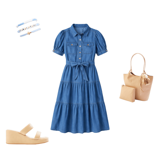 Cato Fashions | Cato Denim Puff Sleeve Shirt Dress