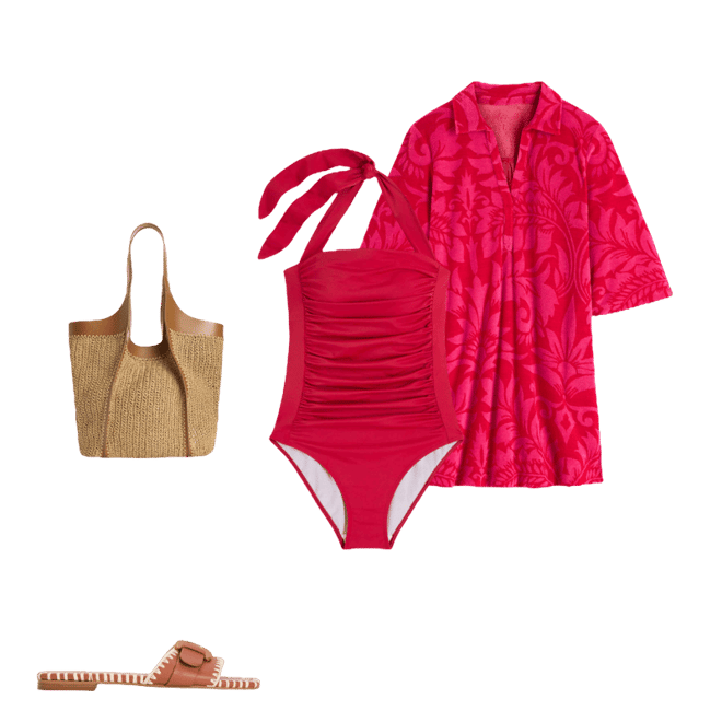 boden towelling beach dress Boden Women's Short Collared Towelling Dress in Red
