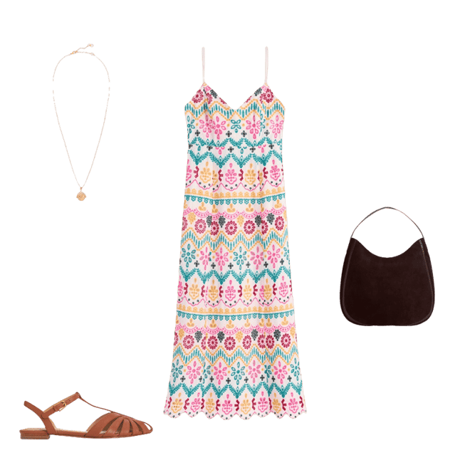 Empire Linen Broderie Dress-Multi Broderie | Boden USA