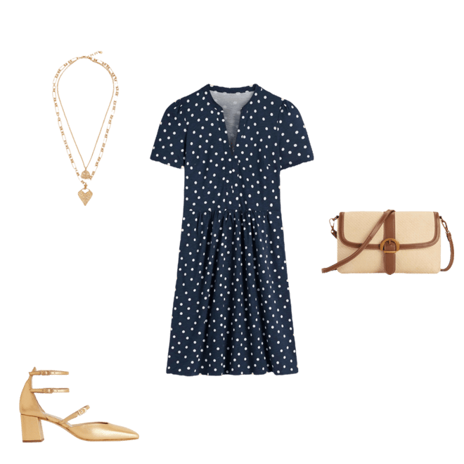 Naomi Short Sleeve Dress-French Navy, Painted Dot | Boden USA