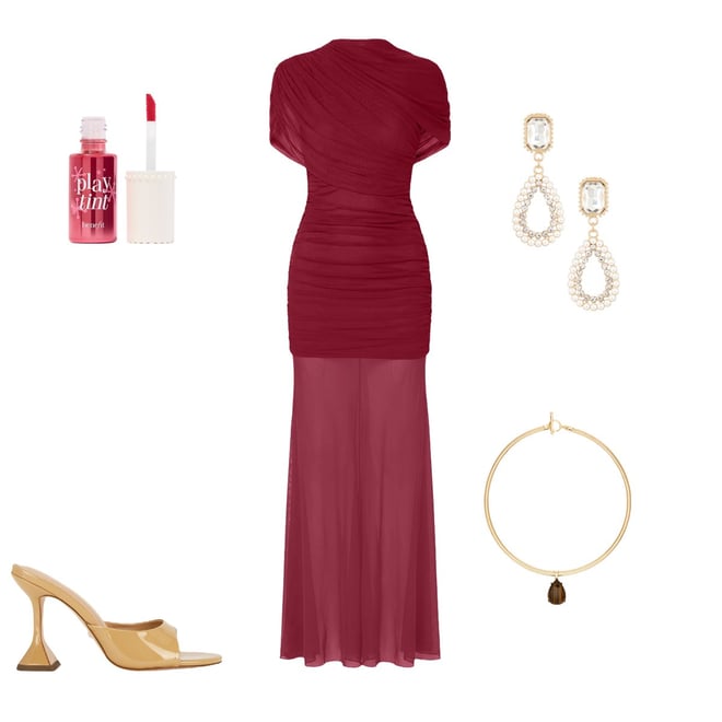 amanda uprichard burgundy dress Amanda Uprichard x REVOLVE Evianna Mesh Gown in Burgundy