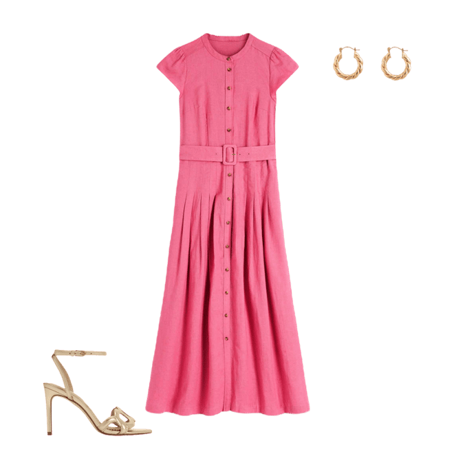 Arabella Linen Blend Dress-Pink Heather | Boden USA
