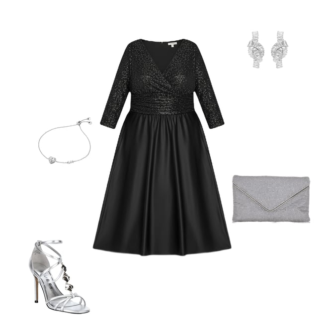 Jessica Howard Plus Size Satin 3/4 Sleeve Sequin Party Midi Dress |  Dillard's