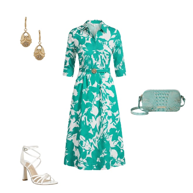 Anne Klein Abstract Floral Print Cotton Sateen Shirt Dress | Dillard's