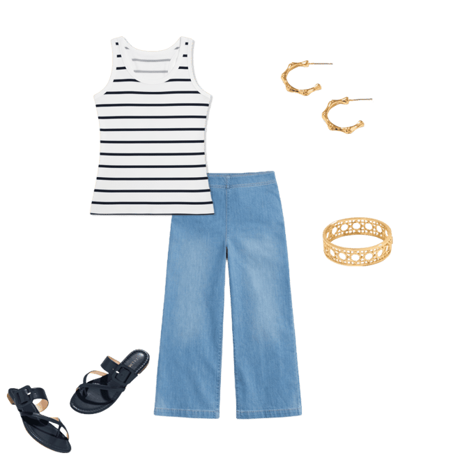Wide Crop Pull-On Travel Jeans - Mercer Wash | Talbots
