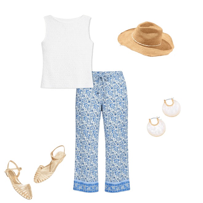 Straight Leg Pull-On Pants - Floral Vines | Talbots