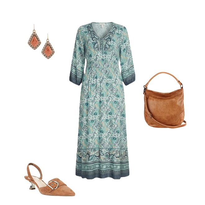 Nurture Petite Size Floral Embroidered Button Front V-Neck 3/4 Sleeve Maxi  Dress | Dillard's