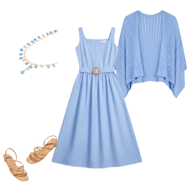 Sleeveless Linen Blend Fit & Flare Dress | Talbots